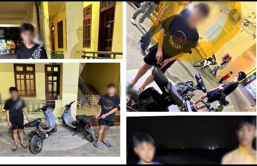 Công an xã Tiên Lãng xử lý các trường hợp học sinh vi phạm trật tự an toàn giao thông